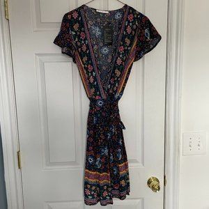 NWT Floral Multicolored R. Vivimos Wrap Midi Dress Size XS